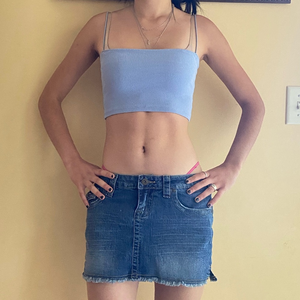 Zara Pastel Blue Cropped Tank Top